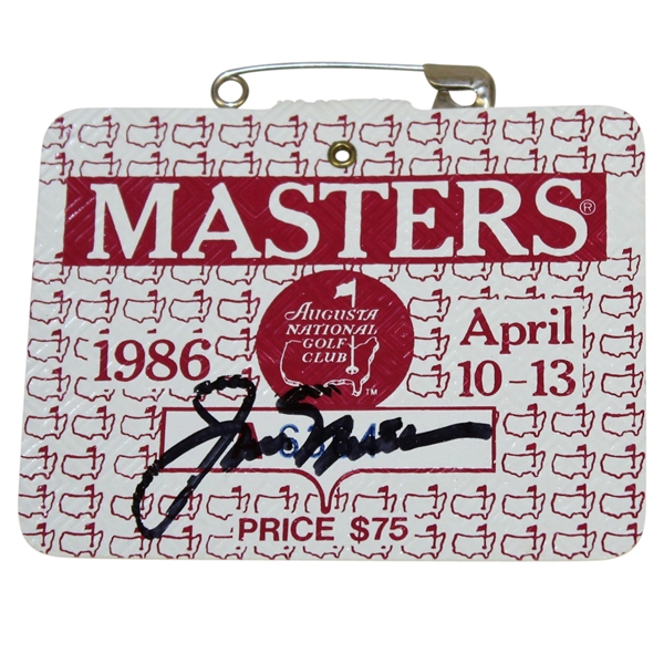 Jack Nicklaus Signed 1986 Masters SERIES Badge #A6364 JSA ALOA