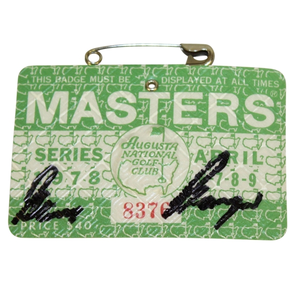 Gary Player Signed 1978 Masters SERIES Badge #8376 JSA ALOA