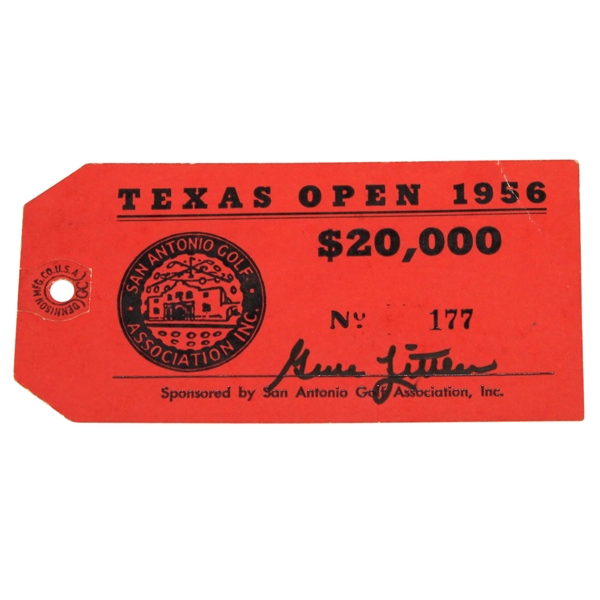 Gene Littler Signed 1956 Texas Open at Ft. Sam Houston Golf Club Ticket #177 JSA ALOA
