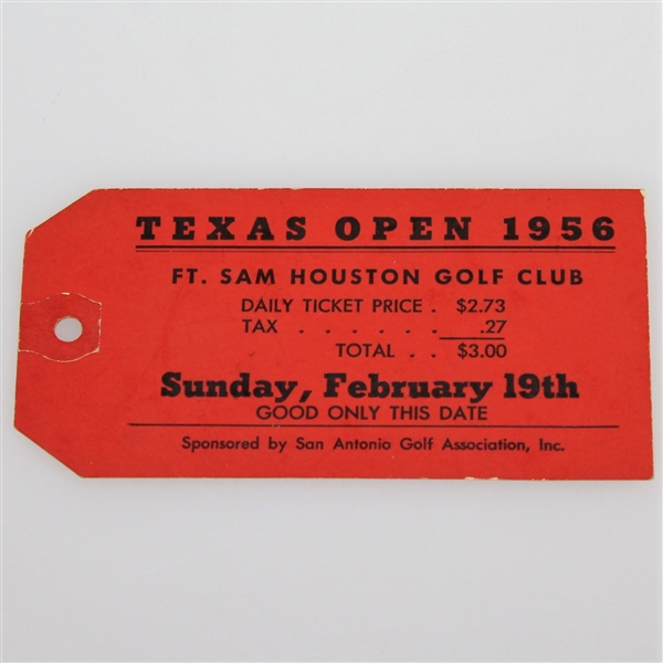 Gene Littler Signed 1956 Texas Open at Ft. Sam Houston Golf Club Ticket #177 JSA ALOA