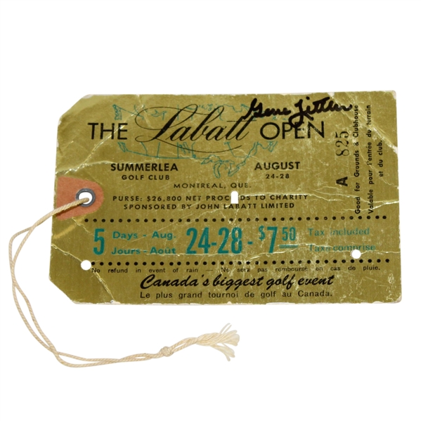 Gene Littler Signed 1955 The Labatt Open at Summerlea Golf Club Ticket #825 JSA ALOA