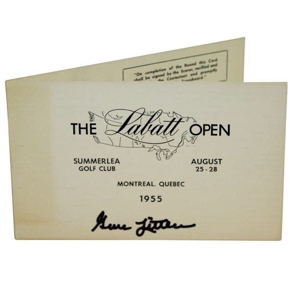 Gene Littler Signed 1955 The Labatt Open at Summerlea Golf Club Scorecard JSA ALOA