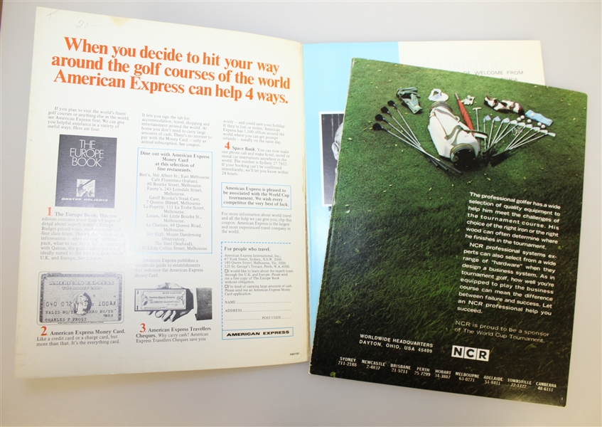Multi-Signed 1972 World Cup at Royal Melbourne Golf Club Program JSA ALOA
