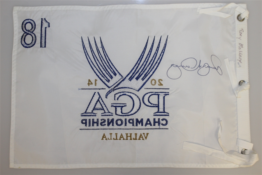Rory McIlroy Signed 2014 PGA Championship at Valhalla Embroidered Flag JSA ALOA
