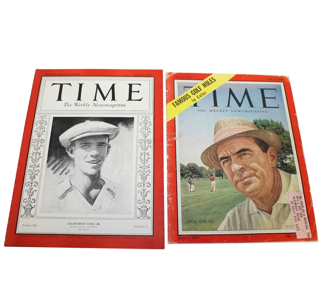 Two Time Magazines - 1932 Vines Jr Cover and 1954 Sam Snead Cover