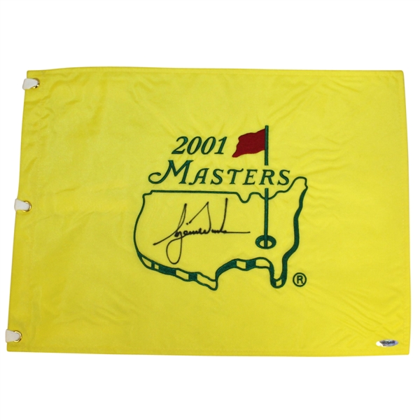 Tiger Woods Signed 2001 Masters Embroidered Flag UDA #SHO25466