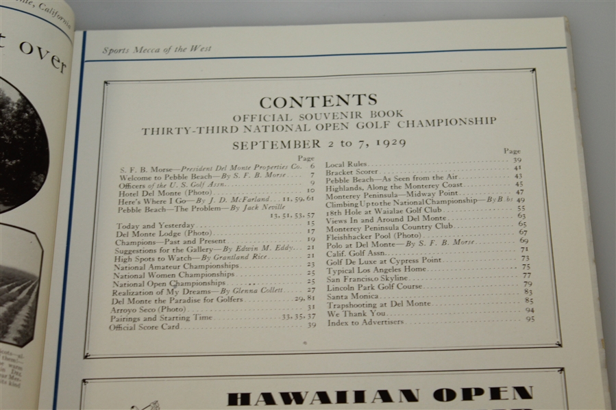1929 US Amateur Championship at Del Monte G&CC Program - Harrison Johnston Winner