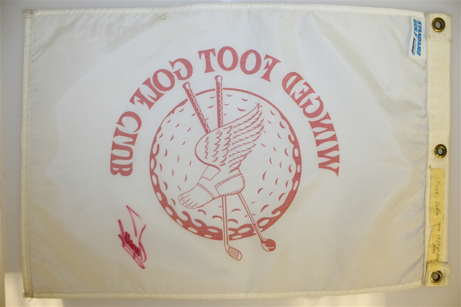 Fuzzy Zoeller Signed Winged Foot Golf Club White/Red Flag JSA ALOA