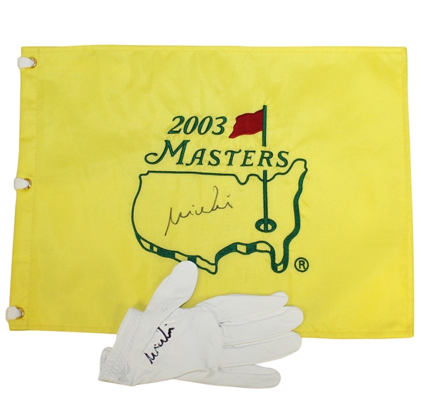 Mike Weir Signed 2003 Masters Embroidered Flag & Signed Golf Glove JSA ALOA