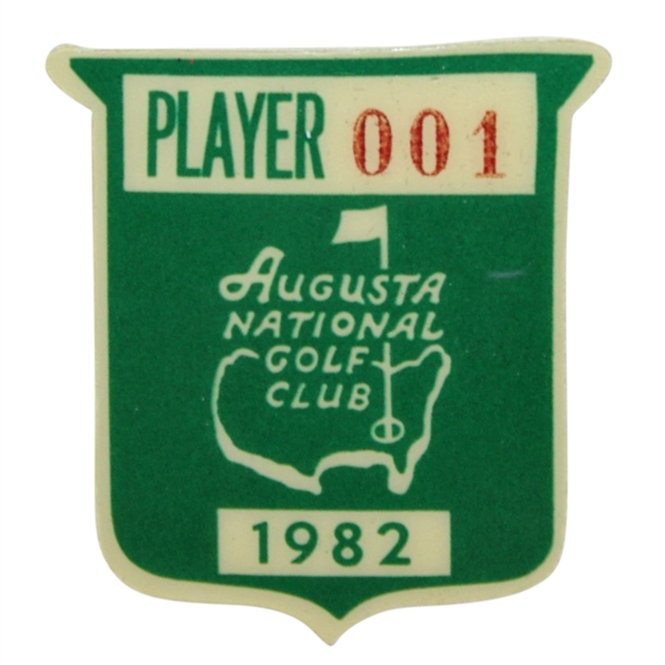 Tom Watson's 1982 Masters Tournament Defending Champion Contestant Badge #001