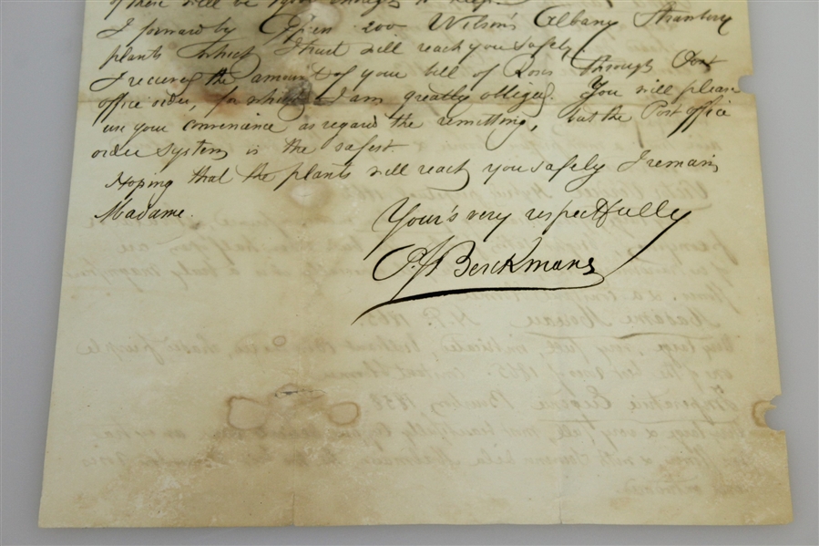 1867 Fruitland Nurseries (Augusta National Grounds) Letter Signed by P.J. Berckmans JSA ALOA