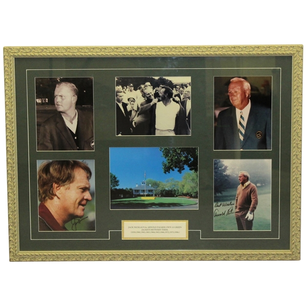 Jack Nicklaus & Arnold Palmer Signed 8x10 Photos in Masters Photo Display - Framed JSA ALOA