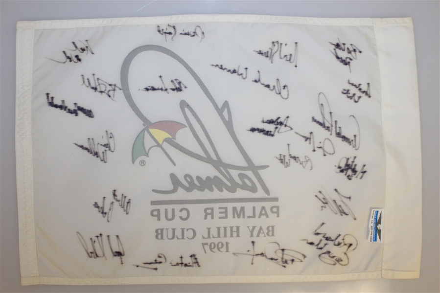 Arnold Palmer Signed 1997 Palmer Cup Flag with Competitors Signatures JSA ALOA