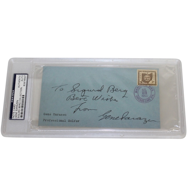 Gene Sarazen Signed Envelope - Sigurd Berg Collection - PSA Slabbed #83976597