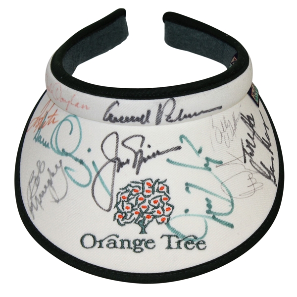 Arnold Palmer, Jack Nicklaus, Player, Watson, and others Signed 'Orange Tree' Visor JSA ALOA