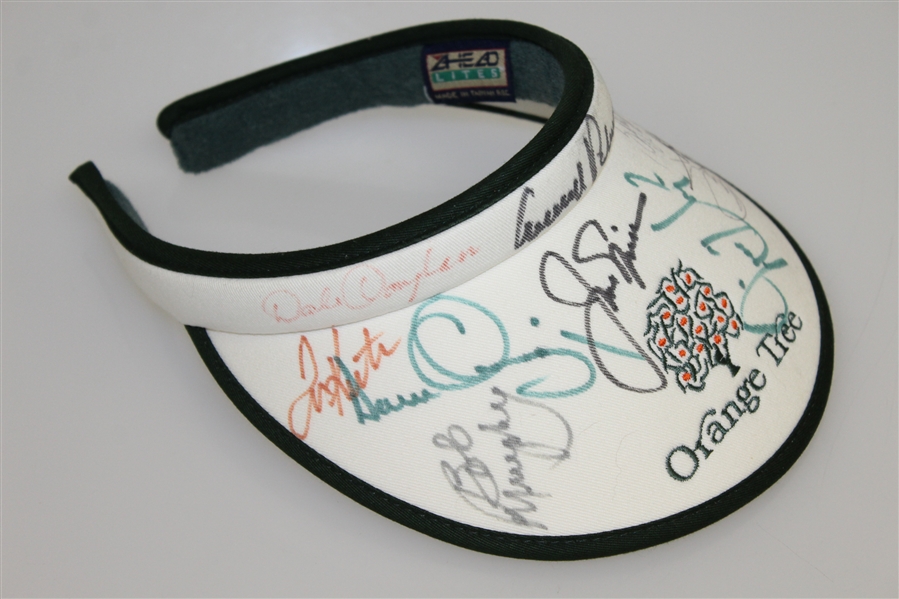 Arnold Palmer, Jack Nicklaus, Player, Watson, and others Signed 'Orange Tree' Visor JSA ALOA