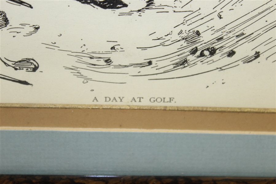 'A Day at Golf' Caddy with Golfer in Bunker 1899 Life Publishing Print - Framed - Roth Collection