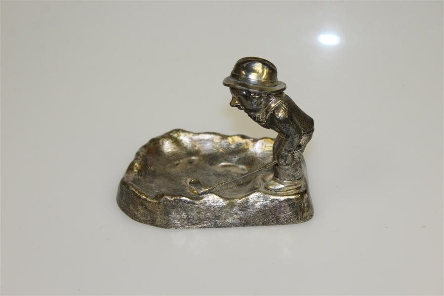 Vintage Golfer Man Art Deco Ashtray - Scratching Chin - Ball in Footprint - Roth Collection