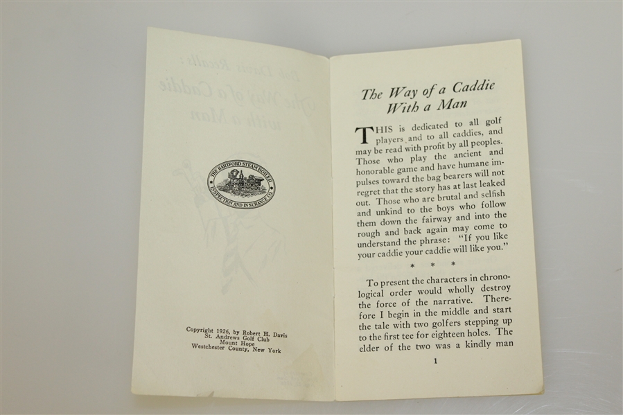 1926 New York Sun 'Bob Davis Recalls: The Way of a Caddie with a Man' Booklet - Roth Collection