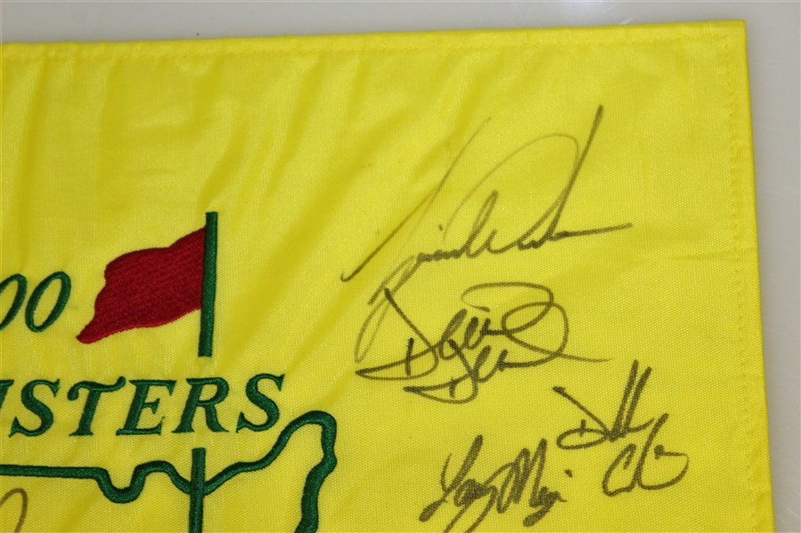 Palmer, Nicklaus, & Woods Signed 2000 Masters Embroidered Flag with Others JSA ALOA