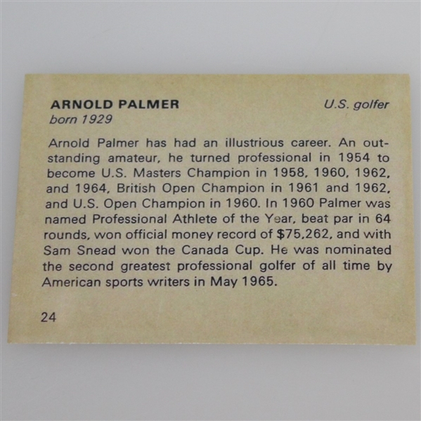 Arnold Palmer Reprint 1965 Bancroft Tiddlers Rookie Card #24