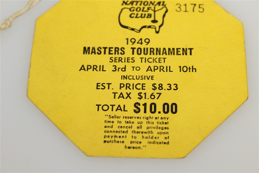 1949 Masters Tournament SERIES Badge #3175