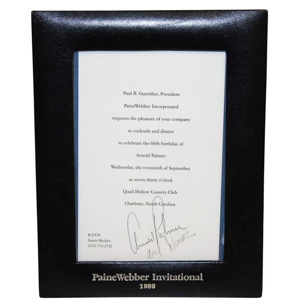 Arnold Palmer & Winnie Palmer Signed King's 60th Birthday Invitation (1989) JSA ALOA