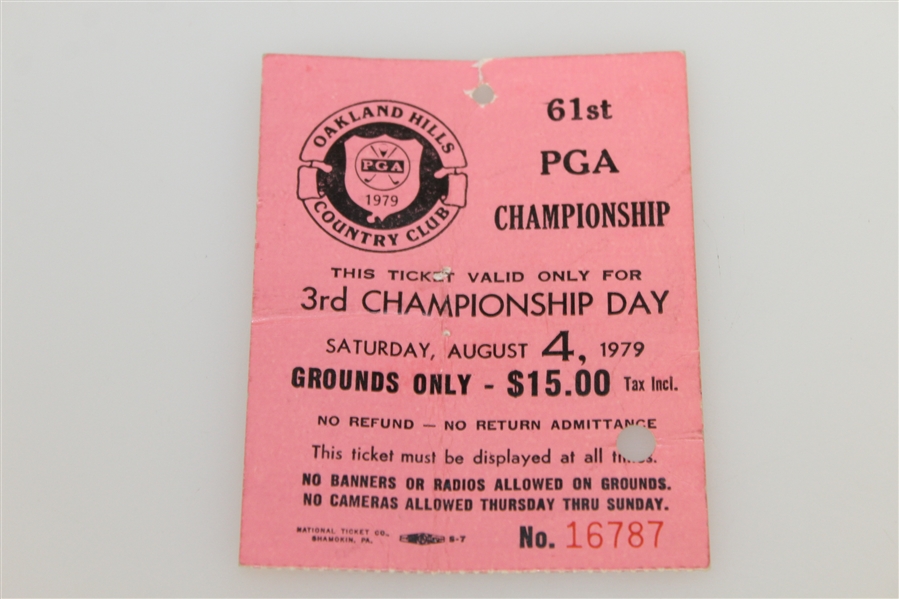 1979 PGA Championship at Oakland Hills Program, Ticket, Pairing Sheet, & Analysis