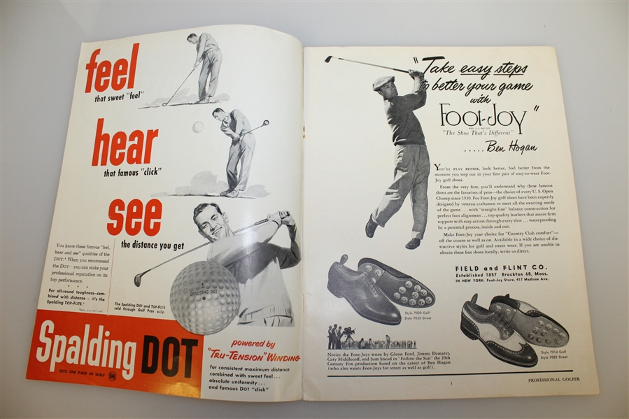 Three 1951 Professional Golf Magazines - February, April, & June with Hagen Stories