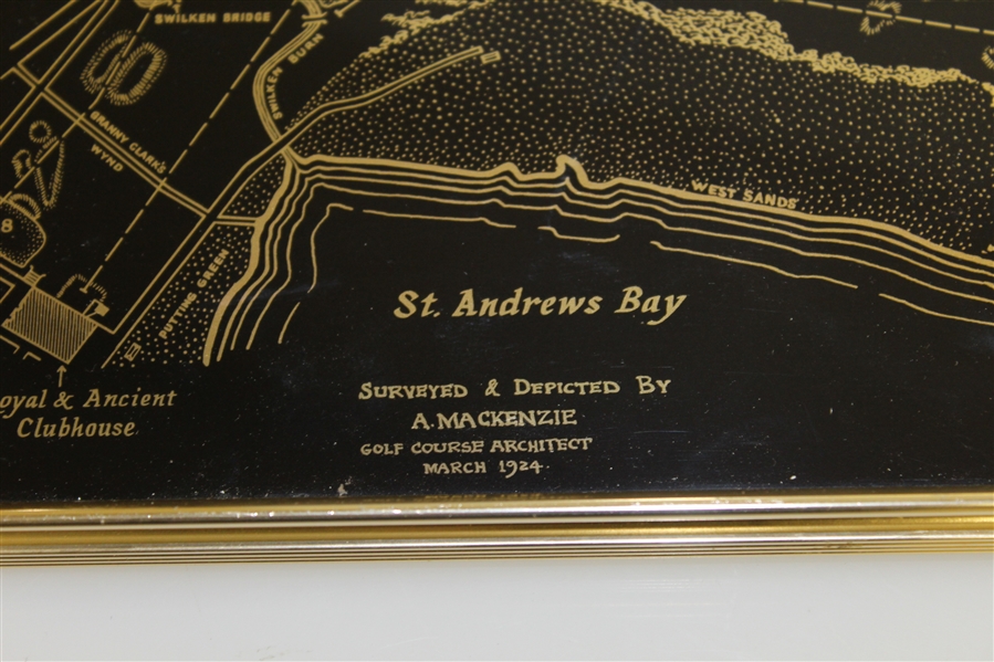 St. Andrews Old Course Alister Mackenzie Survey & Depiction Display/Serving Tray by Woodmet