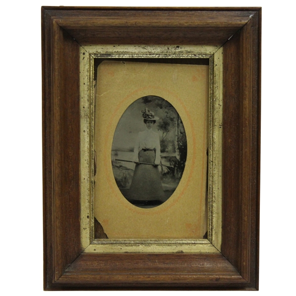 1900 Lady Golfer Tintype Photo - July 10th, Detroit Michigan - Framed