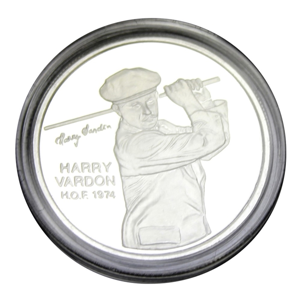 Harry Vardon One Troy Ounce Fine Silver PGA Tour HOF 1974 Commemorative Medal with Certificate - Scarce