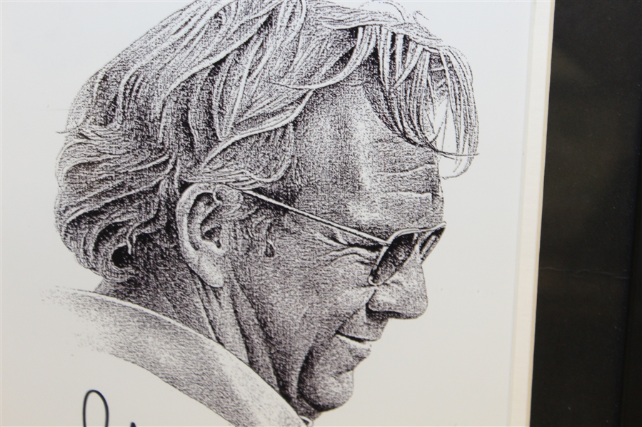 Arnold Palmer Signed Black and White Print Drawing - Framed JSA ALOA