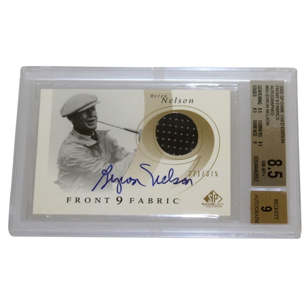 Byron Nelson Signed 2002 'Front 9 Fabric' Golf Card BECKETT #NM-MT 8.5 #0004449657