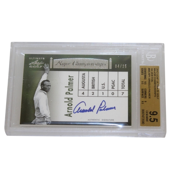 Arnold Palmer Signed 2012 Silver Foil Major Championships 04/25 Golf Card BECKETT GEM-MINT 9.5 #0007473590