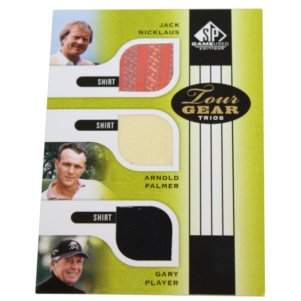 Arnold Palmer, Gary Player, & Jack Nicklaus Tour Gear Game Used Golf Card - Shirts