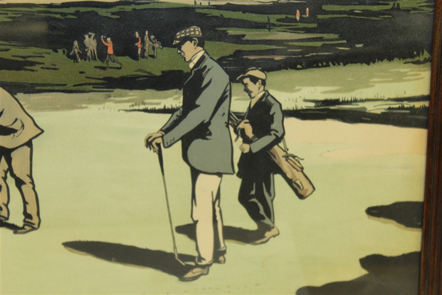Tom Morris Putting at St. Andrews 1890 Colored Chromolithograph by Nevison Arthur Loraine - Framed