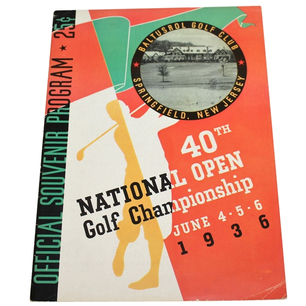 1936 US Open Championship at Baltusrol Program - Tony Manero Winner
