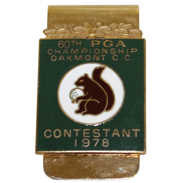Ray Floyd's 1978 PGA Championship at Oakmont Contestant Money Clip/Badge