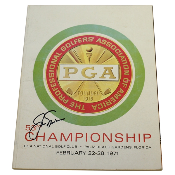 Jack Nicklaus Signed 1971 PGA Championship at PGA National Program JSA ALOA