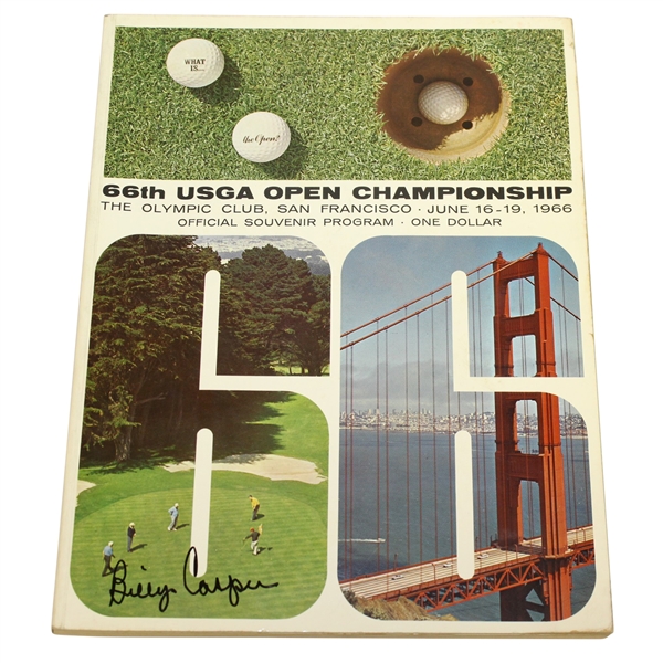 Billy Casper Signed 1966 US Open Championship at The Olympic Club Program JSA ALOA