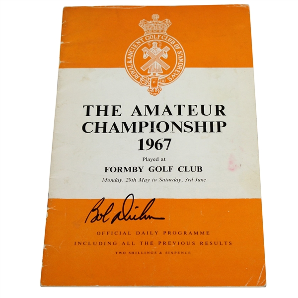 Bob Dickson Signed 1967 British Amateur at Formby Golf Club Program JSA ALOA