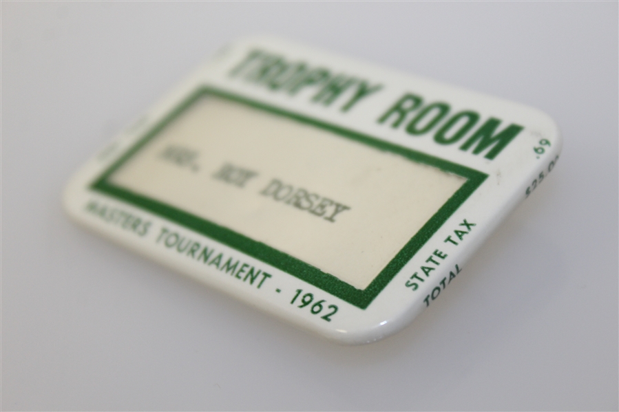 1962 Masters Tournament Trophy Room Badge - Arnold Palmer Winner