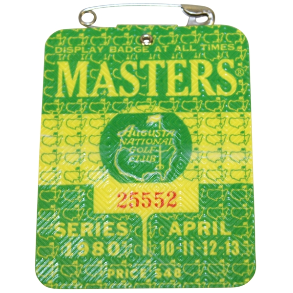 1980 Masters Tournament Badge #25552 - Seve Ballesteros Winner