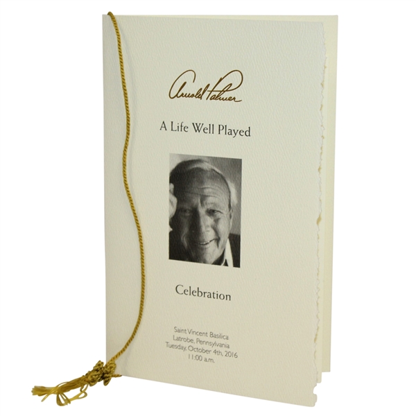 Arnold Palmer Memorial 'A Life Well Played' Funeral Service Program with Original String
