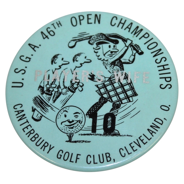 1946 US Open at Canterbury GC Player's Wife Badge - Lloyd Mangrum Winner