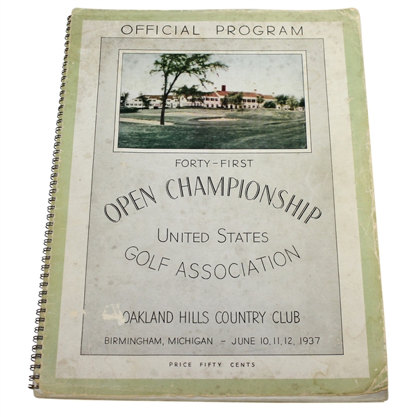 1937 US Open at Oakland Hills CC Official Program - Ralph Guldahl Winner