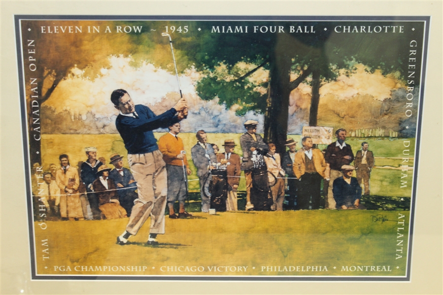 Byron Nelson Signed Cut in 50th Anniversary 11 in a Row Print Display - Framed JSA ALOA