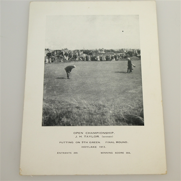 J.H. Taylor Signed & Handwritten 1913 British Open at Hoylake Photo Card JSA ALOA