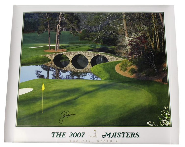 Jack Nicklaus Signed 2007 The Masters 12th Green Poster JSA ALOA